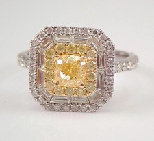 2Ct Cushion Lab-Created Yellow Citrine Halo Engagement Ring 14K White Gold Over