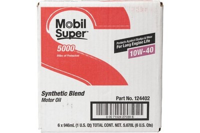 Mobil Super 10W-40 Synthetic Blend Motor Oil Select 1990-07 Vehicles 6 Qts 97026