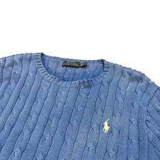 Polo Ralph Lauren Cable Knit Sweater Blue Crew Neck Long Sleeve Girls' XL (16)