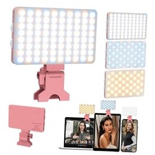 Pink Selfie Light with Phone Clip,80led Portable Selfie Light with 3 Modes
