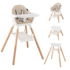 6-in-1 Convertible Wooden Baby Highchair Infant Feeding Chair w/ Removable Tray