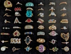 Vintage Gold Tone Costume Jewelry 48 Rings SWAROVSKI AVON VOGUE SARAH COVENTRY