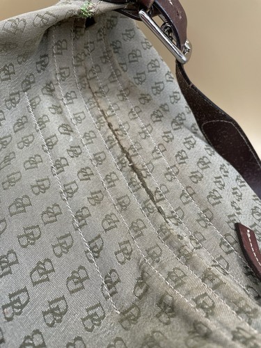 Vintage DOONEY AND BOURKE Monogram Purse Light Green With Issues - Picture 6 of 24