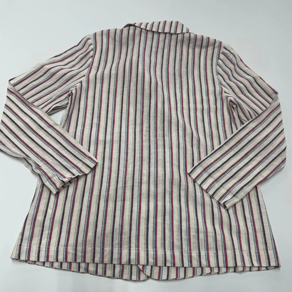 Blazer Anthropologie Dolan Mujer Pequeño Anna Mezcla de Lino Rayas Doble Pecho Foto 3 de 4