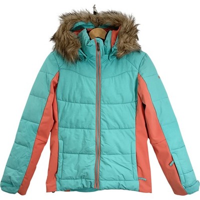 Roxy Dryflight Ski Jacket Age 14 Teens Unisex Turquoise Coral Fur Hood Preloved