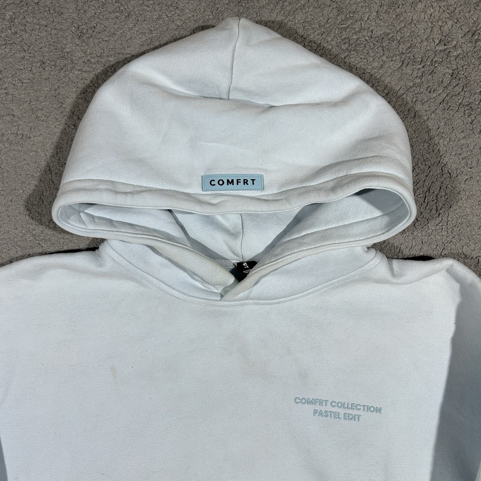 Comfrt Minimalist Hoodie Sky Blue Hoodie Unisex Size Small Oversized #1399