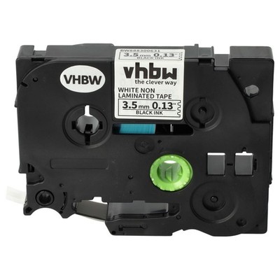 Schriftband für Brother PT PT-1290DT PT-1290VP PT-1290 Schwarz/Weiß 3,5mm 8m