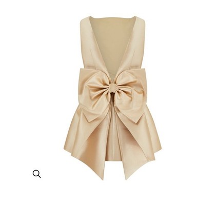 Oddmuse The Ultimate Muse Bow Detail Mini Dress Size L Gold Color 