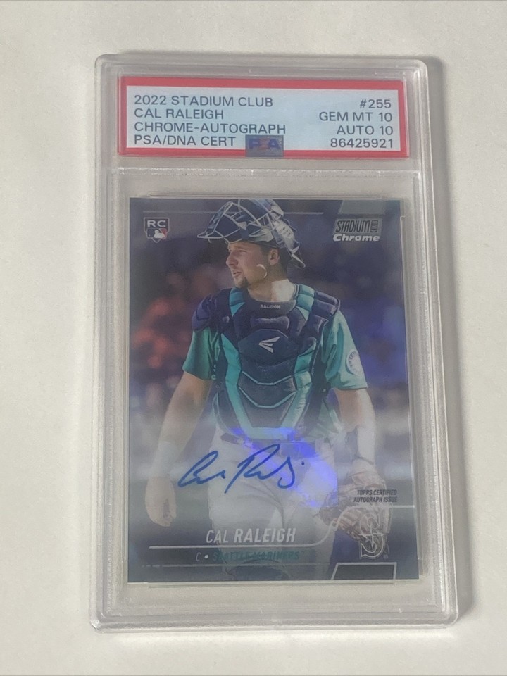 2021 Cal Raleigh Stadium Club Auto #255 Chrome /25 PSA 10 Gem Mint 10 ...