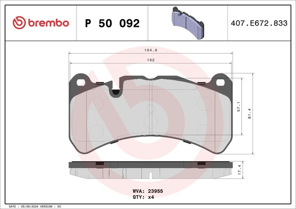 Bremsbelagsatz Scheibenbremse Prime Brembo P 50 092 FüR Mercedes SLK C209 A209 5-image