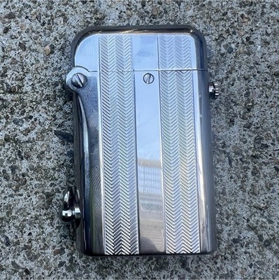 Thorens style Silver Flip-Top Cigarette Lighter semi automatic 