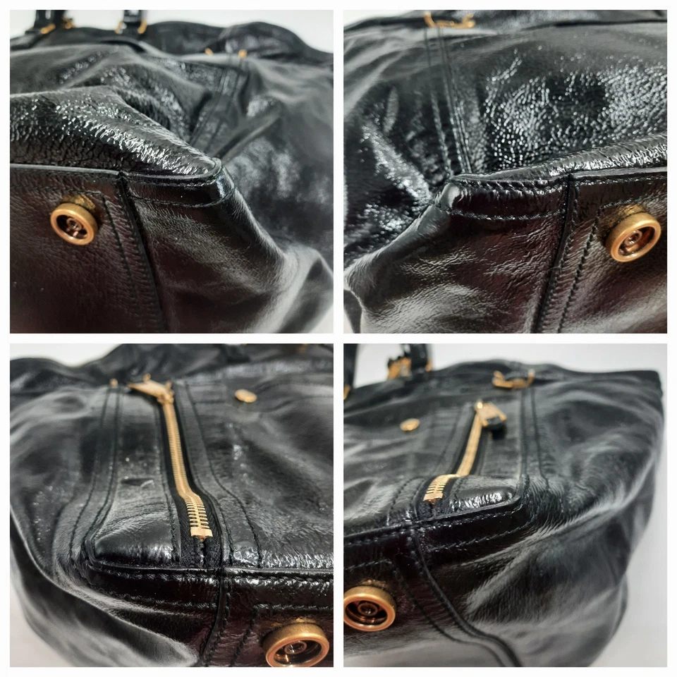 Bolso de mano YSL Saint Laurent Downtown tamaño extra grande charol negro. Foto 2 de 4