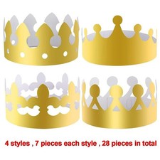 for regal Gold Paper Crowns for Celebrations 20Pcs 4 Styles Adjustable and
