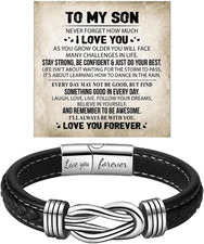To My Son Grandson Bracelet From Mom Grandma, Infinity Knot Love You Forever Lin