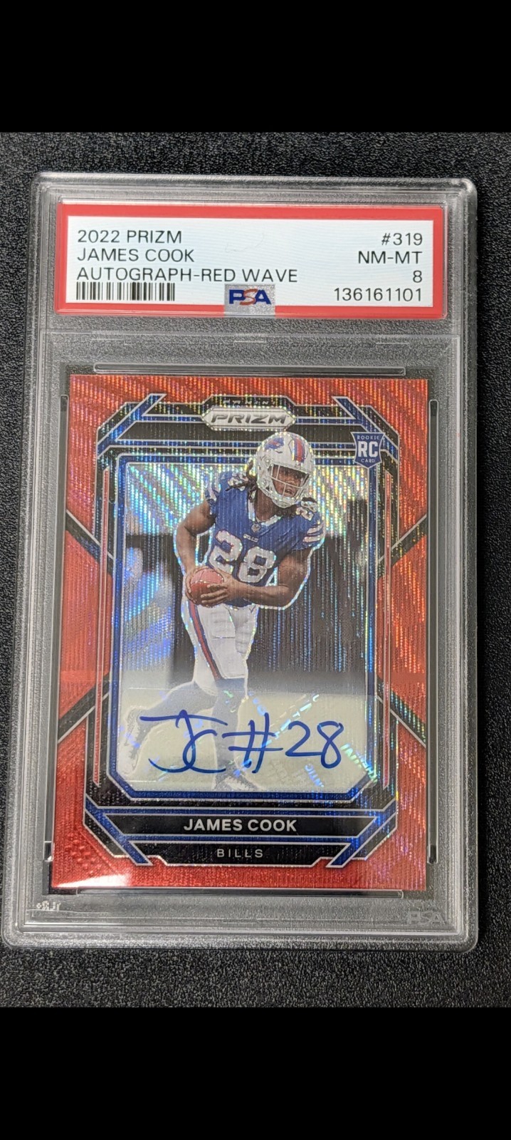 2022 Panini Prizm -Rookies James Cook #319 Red Wave Autographs /149 (AU, RC)