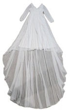 Chiffon Long Sleeves V Neck Size 8 White Simple Bridal Gown Wedding Dresses