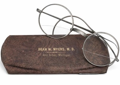 Antique Pince-Nez Eyeglasses Dr Dean W Myers MD Ann Arbor MI Historic Artifact 