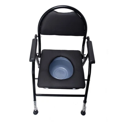 MARKENFREI Toilettenstühle Schwarz höhenverstellbar, Toilettenstuhl fahrbar für senioren