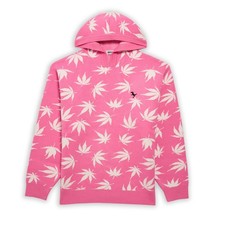 SALE Heavy Soft Knit Viscose Hoodie With Cannabis Leaf Design Pink White