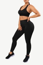 Black Seamless Workout Set High Waisted Leggings Sports Bra Activewear