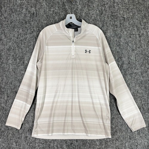 Under Armour Herren Heatgear Shirt Large Stripes Loose Fit 1/4 Zip Mock Neck