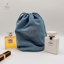 Blue Denim Drawstring Bucket Bag Cosmetic Tra...