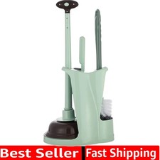 Toilet Brush and Plunger Set,Green 3 in 1 Bathroom Scrubber Plunger and Angle...