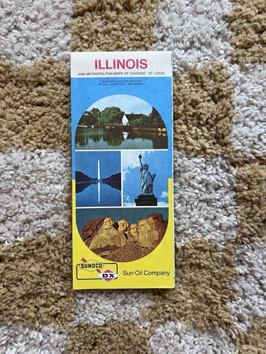 Vintage 1973 Sunoco DX Illinois ChicagoO il Gas Service Station Travel Road Map