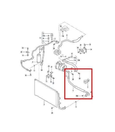 2006-2010 Volkswagen Beetle 2.5L compressor de refrigerante CA para mangueira condensadora - Imagem 2 de 4
