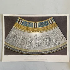 Antique Victorian Print – A Portion of a Silver Shield (1852) King Edward VII 