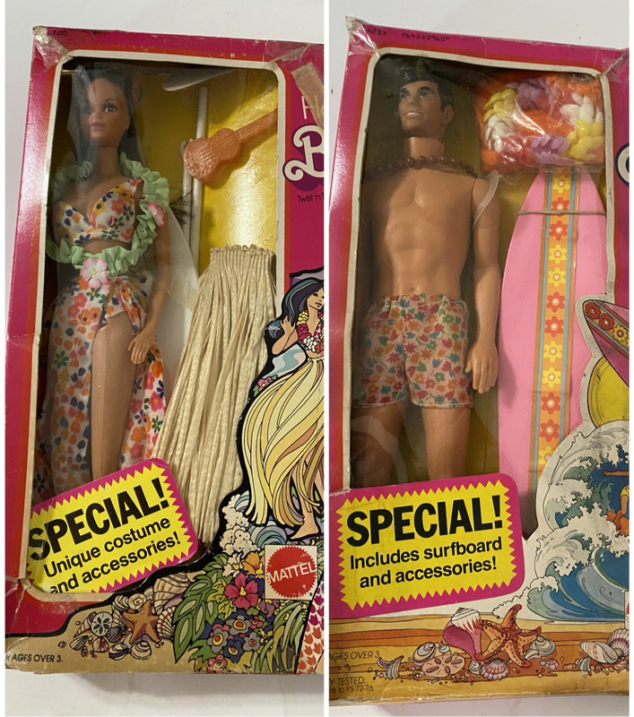 Rare Vintage Mattel Hawaiian Barbie 1975 #7470 & 1978 Ken #2960 Lot PLEASE READ