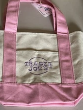 TRADER JOE’S MINI CANVAS TOTE BAG IN PASTEL PINK