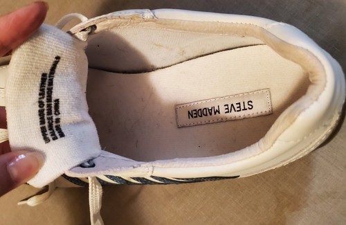 Steve Madden White w/Blue Stripes Leather Casual Shoes Men’s Size 10.5 Pre-owned - Picture 9 of 9