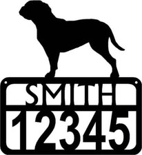 Dogue de Bordeaux Personalized Dog Sign with Name & House Numbers - Made in USA