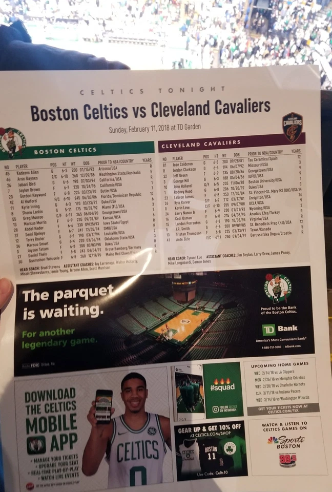 2/11/18 Boston Celtics Cavalier Paul Pierce #34 Jersey Programa de Póster de Retiro Foto 2 de 2