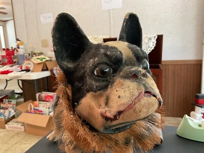vintage paper-mache french bulldog growler from France 1890 | eBay