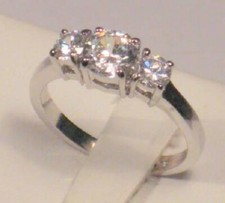 2 Ct Round Three Stone Engagement Anniversary Ring simulated Diamonds Sterling