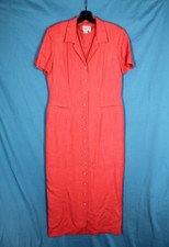 ADRIANNA PAPELL Coral TWILL Button-Up FAUX POCKETS Lined SHEATH MAXI DRESS Sz 10