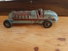 Vintage Hubley Cast Iron Red Indy Race Car Toy with Open Cockpit