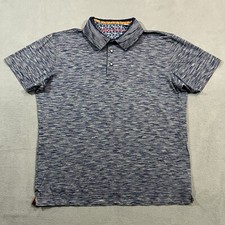 Robert Graham Polo Shirt Mens Medium Blue Striped Short Sleeve Golf Preppy