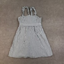 Madewell Empire Dress Womens Size 4 Gray White Striped Ruffle-Strap Lined Casual