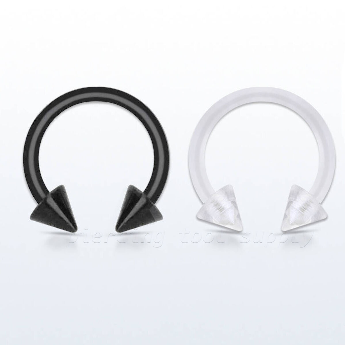 PAIR 16G Clear Flexible Cone Spike End Horseshoes Retainer Earring Septum Ring PAIR 16G Clear Flexible Cone Spike End Horseshoes Retainer Earring Septum Ring