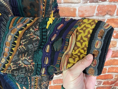 Tundra textured coogi style 3D knit sweater - sz L - vintage 90s cosby funky chu - Picture 5 of 8