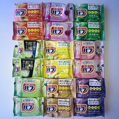 KAO BABU Bath Salts 9 Types x 2 (18 Packs) with Fizzy Power Japan Quality