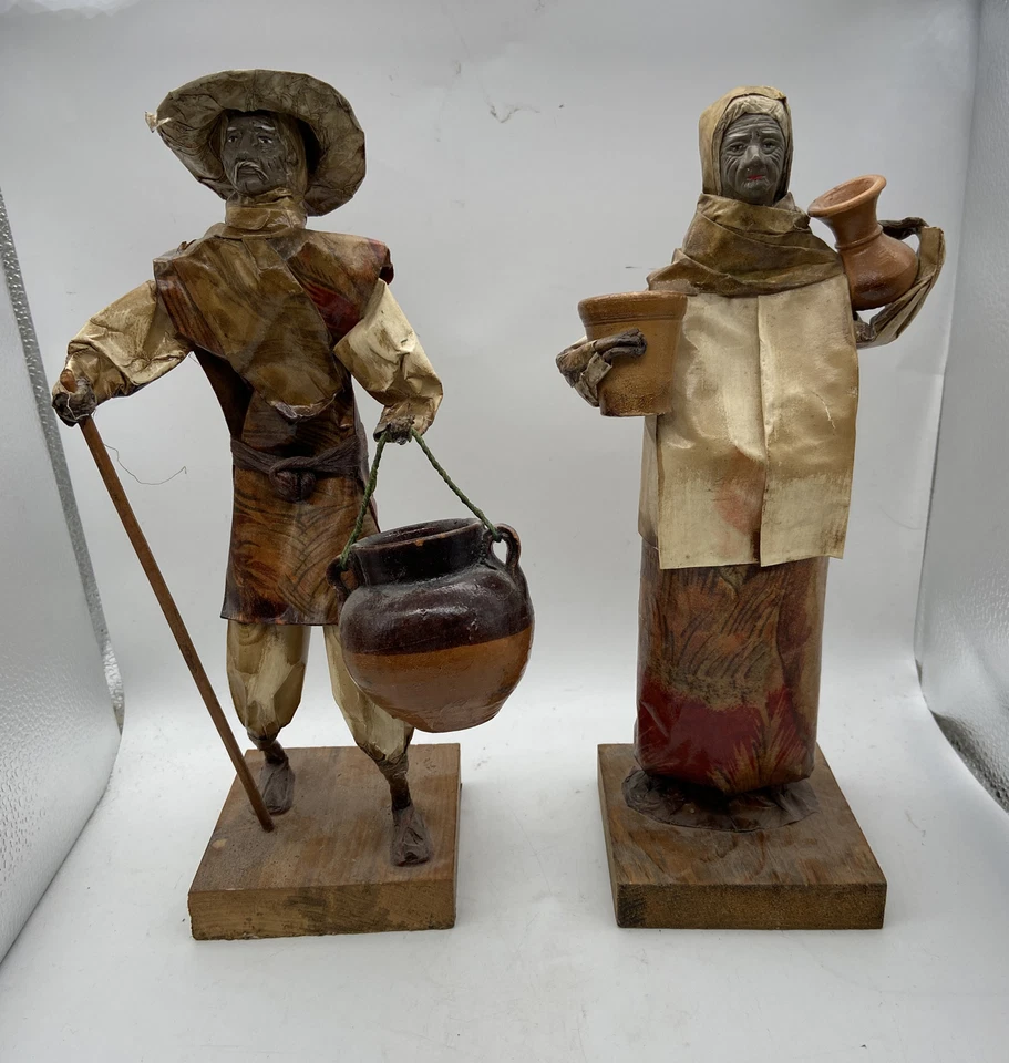 "De colección 4 figuras esculturas de arte popular mexicanas hechas a mano 11"" x 4""" Foto 2 de 4