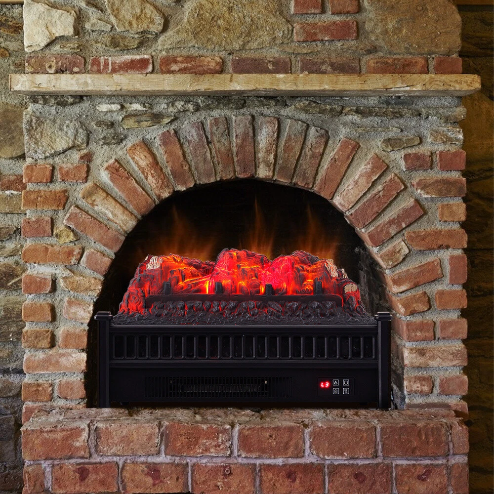 Electric Fireplace 23u0026#034; Remote Insert Heater Stove LED Wood Ember Bed  Logs Burner | eBay