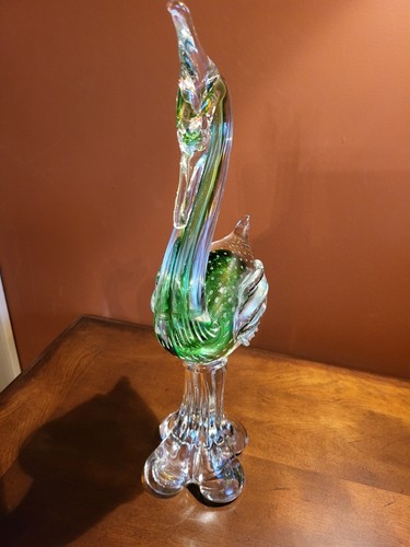 "Cisne pesado vintage de cristal de Murano de 15"" de alto fina decoración artesanal italiana, atemporal" - Imagen 2 de 3