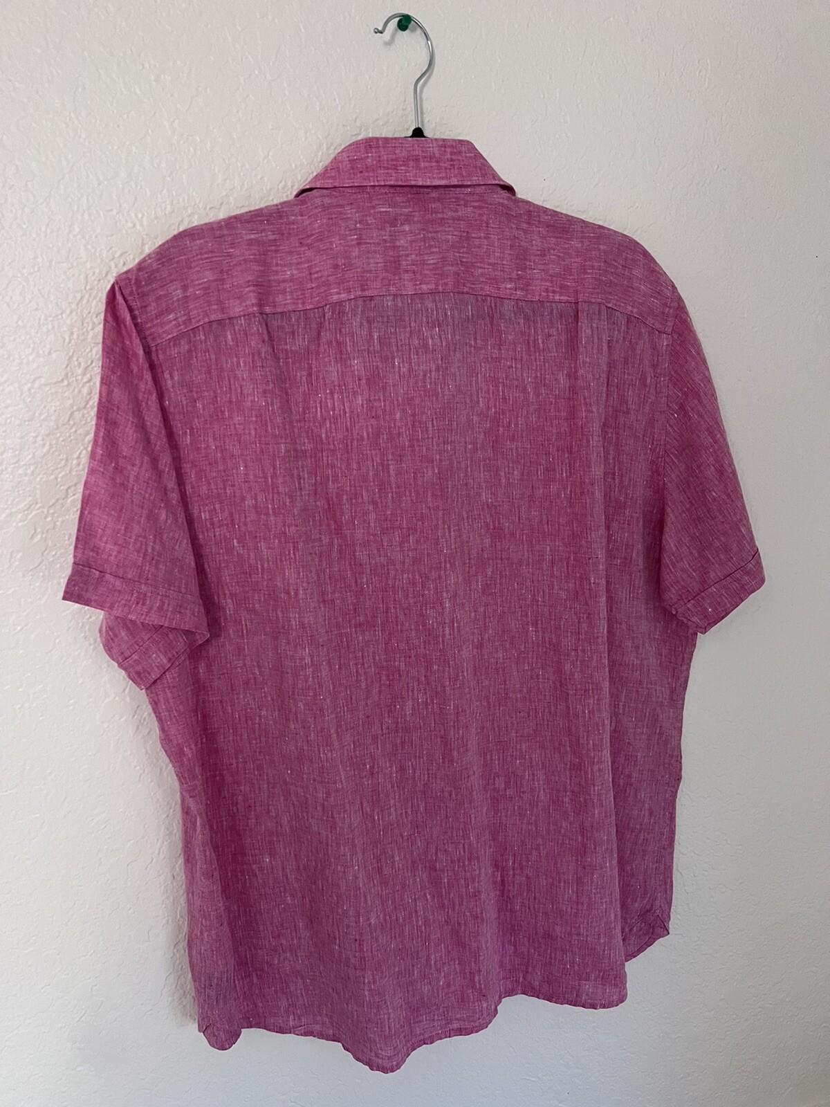 Neiman Marcus Men's Pink Linen ShortSleeve Button Casual Shirt Size XL