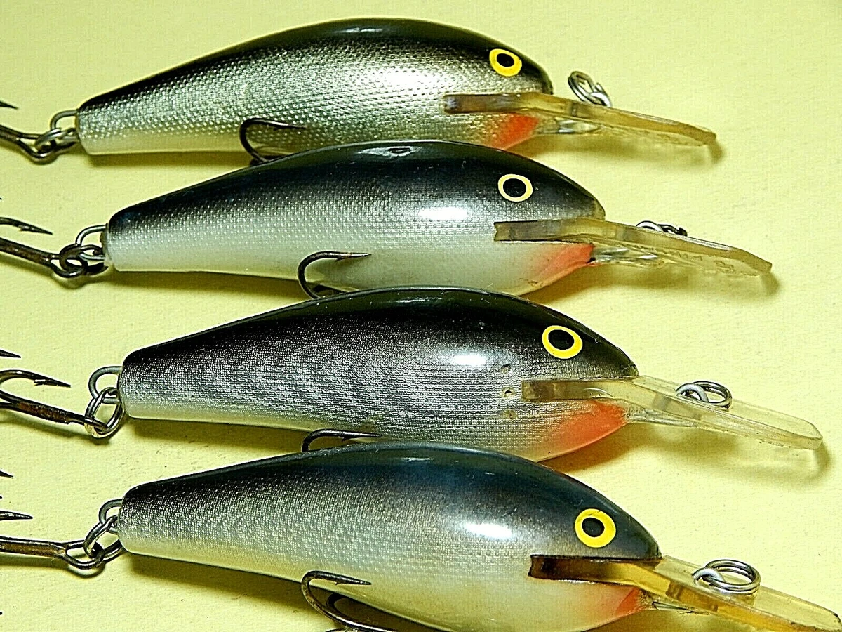 4-lot older Rapala Fat Rap FR07 S-silver foiled 14g/7cm diving(1-2m)  lure-no box