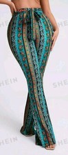 Paisley Bell Bottom Knot Belt Shein Pants